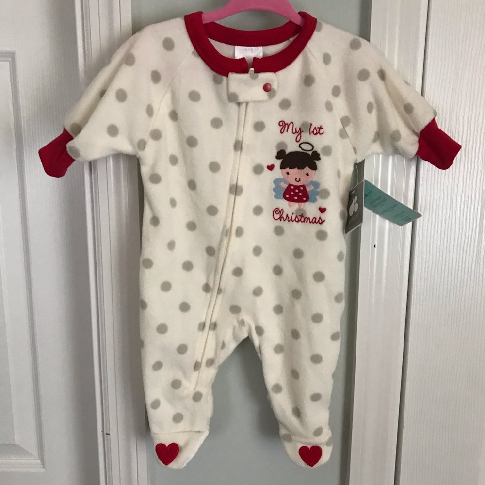 Just Born “My 1st Christmas” Fleece Footie Pajamas